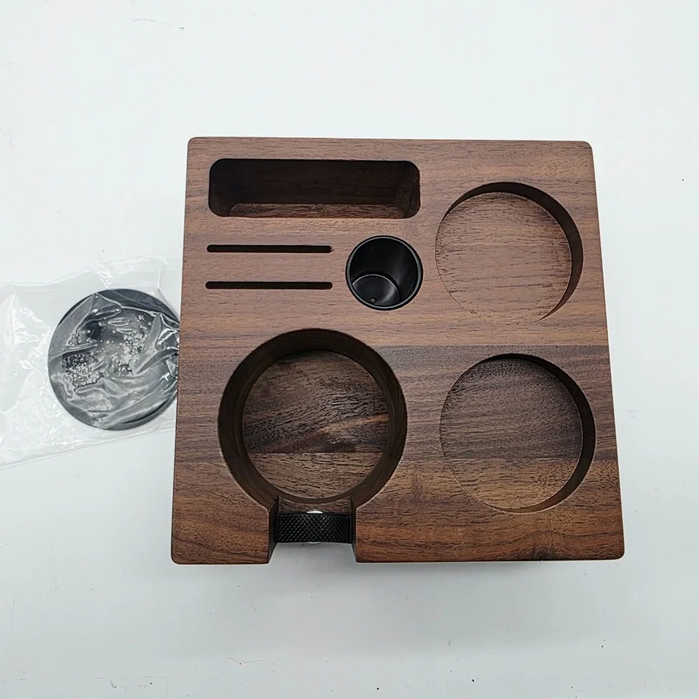 KNODOS Walnut 58mm Espresso Tamper Station Portafilter Holder Organizer Stand